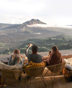 meanwhile,enjoying coffee in front of mount batur.