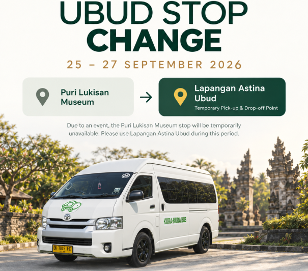 Kura-Kura Bus Service Update: Ubud Stop Change, 25–27 September 2026
