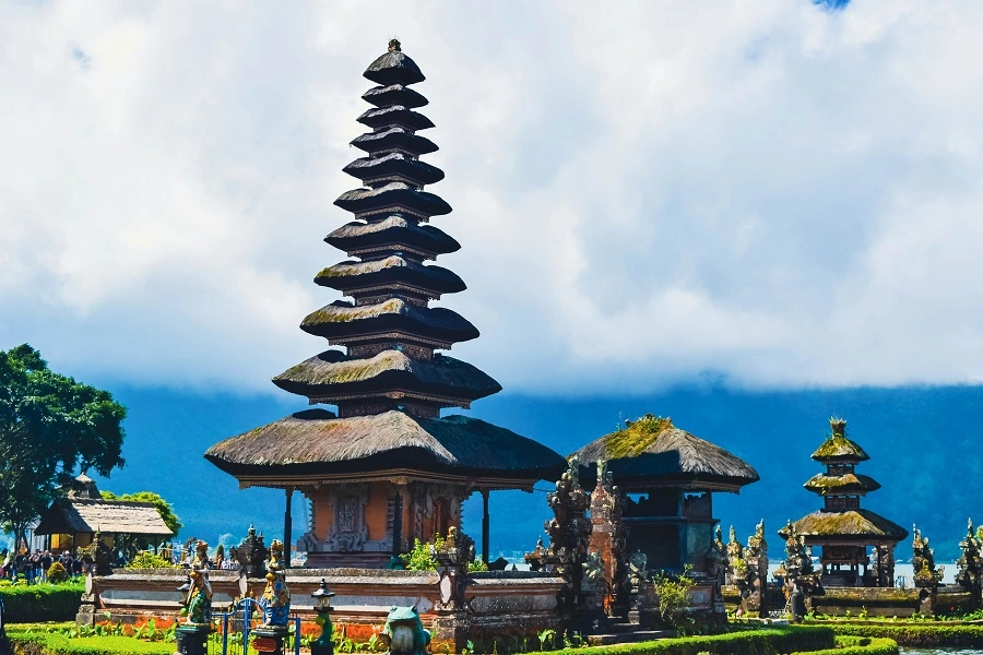 Bedugul tourism area and Temple view