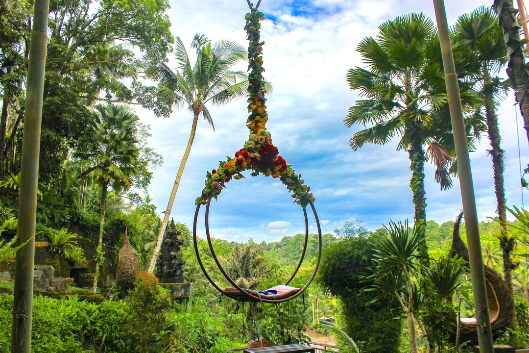 Tropical Bali landscape surrounded by lush greenery