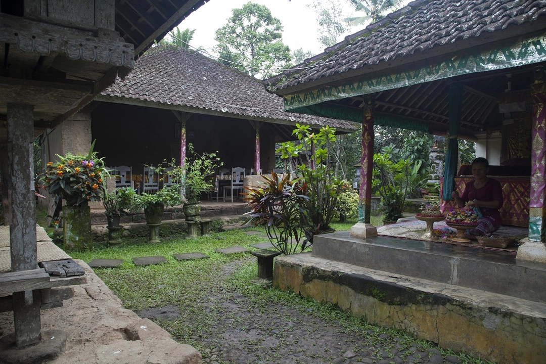 Traditional Balinese village house during Bali rainforest adventure