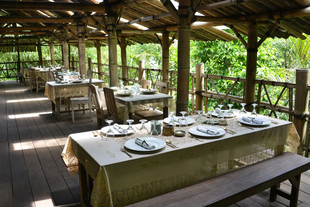Bamboo Forest Restaurant lunch setting during Bali rainforest adventure