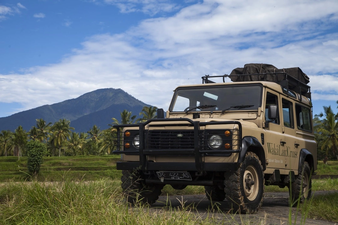 Bali rainforest adventure by 4WD with mountain and rice field scenery