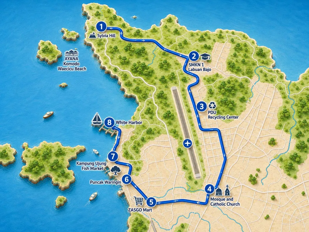 Route map for Day Tour Urban Discovery Tour