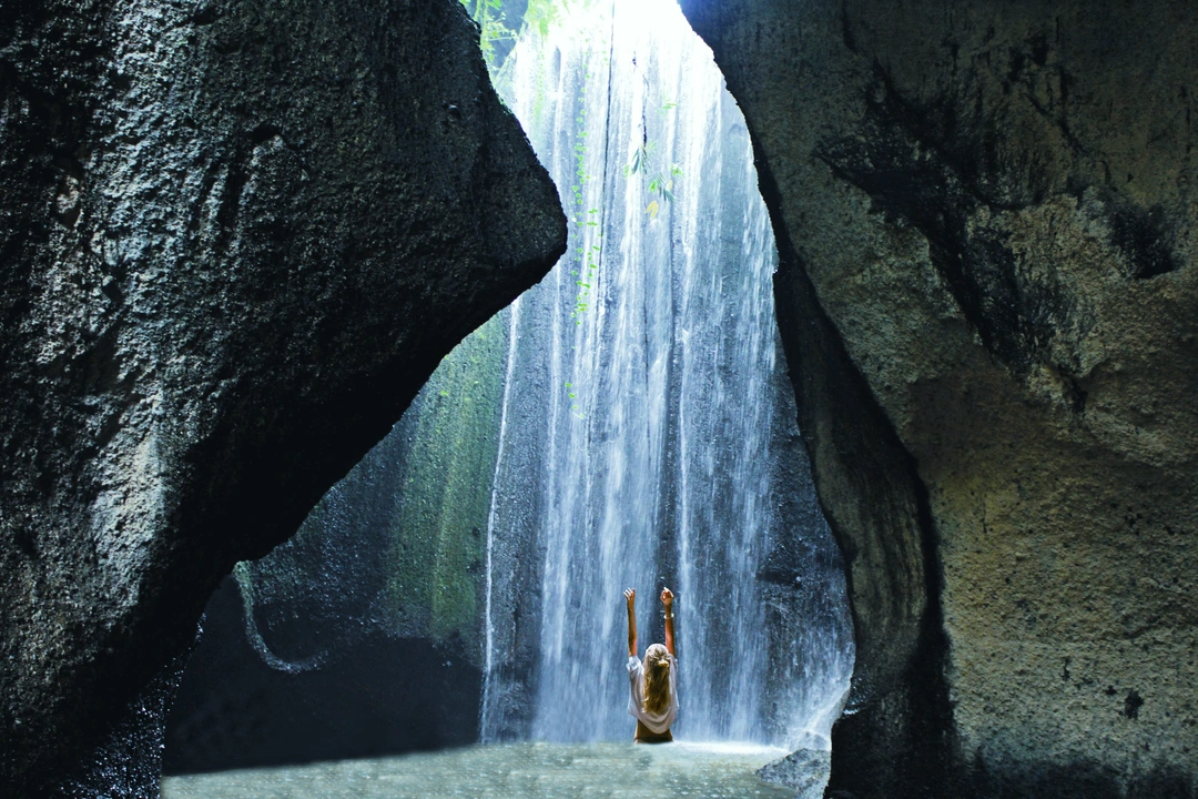 Tukad Cepung Waterfall cave scenery near Ubud